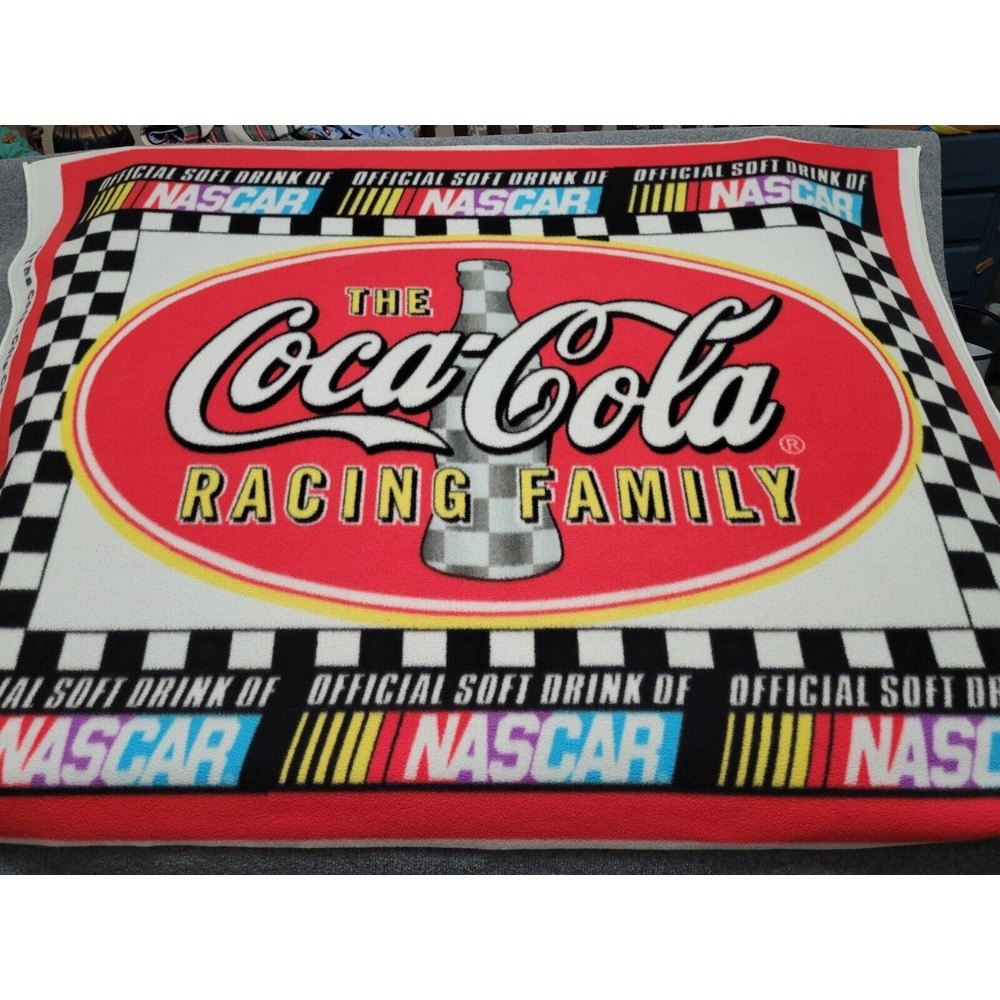The Coca-Cola Racing Family Throw Blanket 62x51‎ Official Soft Drin of NASCAR